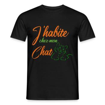 T-shirt J'habite Chez Mon Chat - T-shirt homme - noir - Devant - AI Model Male 178 light (178cm)