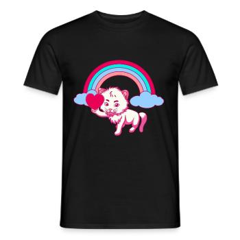 Rainbow Soft Kitten Children Toddler Baby - Men's T-Shirt - black - Front - AI Model Male 178 light (178cm)