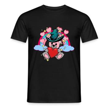 Fantasy Teddy Rainbow Kids Baby Hearts Cloud - Men's T-Shirt - black - Front - AI Model Male 178 light (178cm)