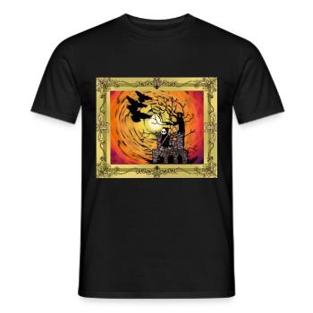 Moyen Age Château Sorcière Heure Halloween Horreur - T-shirt homme - noir - Devant - AI Model Male 178 light (178cm)