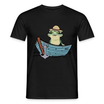 Frog, Frogs, Boat, Pond, Nature - Men's T-Shirt - black - Front - AI Model Male 178 light (178cm)