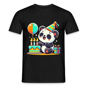 Panda Kid Celebrating Birthday - Männer T-Shirt - Schwarz - Vorne - AI Model Male 178 light (178cm)