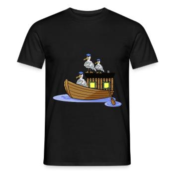 Boat Ship Seagulls Sailors North Sea Baltic Sea Kiel - Men's T-Shirt - black - Front - AI Model Male 178 light (178cm)