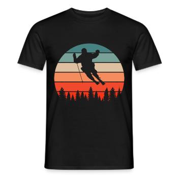 Skiing Skiers Ski holiday Ski winter sports - Men's T-Shirt - black - Front - AI Model Male 178 light (178cm)