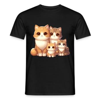 Famille de chats - T-shirt homme - noir - Devant - AI Model Male 178 light (178cm)