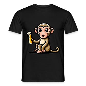Cute Monkey Drinking Beer 3 - Männer T-Shirt - Schwarz - Vorne - AI Model Male 178 light (178cm)