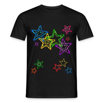 bunte Sterne - Männer T-Shirt - Schwarz - Vorne - AI Model Male 178 light (178cm)