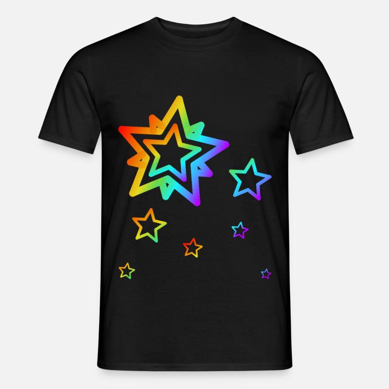 Bunte Sterne Sternschnuppe Regenbogen Farbverlauf - Männer T-Shirt - Schwarz