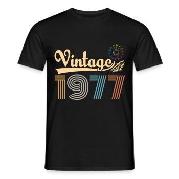 Vintage 1977 Retro Birthday Gift - Men's T-Shirt - black - Front - AI Model Male 178 light (178cm)