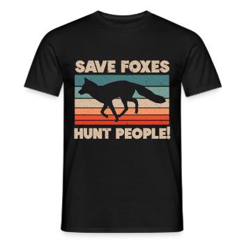 Les renards chassent les gens Animaux sauvages Renard Renard - T-shirt homme - noir - Devant - AI Model Male 178 light (178cm)