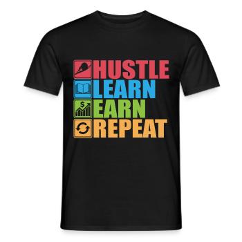 Hustle Learn Earn Repeat / Mindset, Motivation - Men's T-Shirt - black - Front - AI Model Male 178 light (178cm)