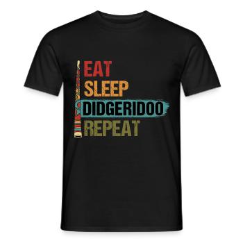 Eat Sleep Repeat Aboriginal Wind Instrument Didger - Männer T-Shirt - Schwarz - Vorne - AI Model Male 178 light (178cm)