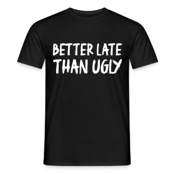 Mieux vaut tard que laid - T-shirt homme - noir - Devant - AI Model Male 178 light (178cm)