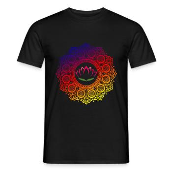 Lotus Mandala | Yoga spirituel bouddhiste New Age T- - T-shirt homme - noir - Devant - AI Model Male 178 light (178cm)