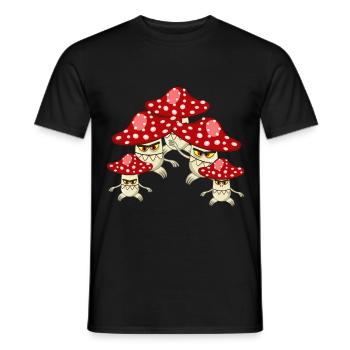 Funny Fly agaric Mushrooms Fan Shirt - Men's T-Shirt - black - Front - AI Model Male 178 light (178cm)
