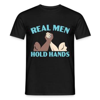 Real Men Holding Hands Arm Wrestling Arm Wrestling - Men's T-Shirt - black - Front - AI Model Male 178 light (178cm)