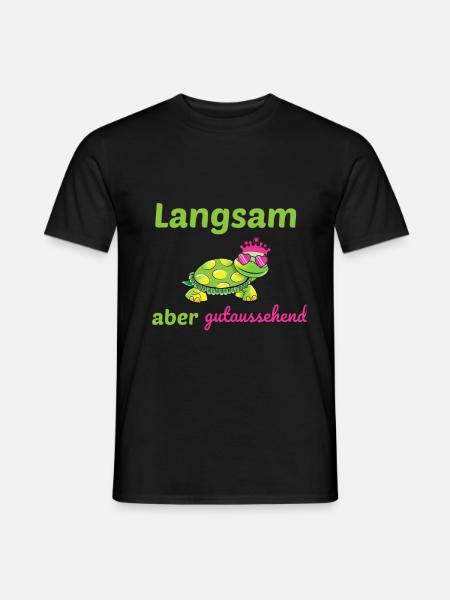 Joggen Schildkröte Krone langsam aber gutaussehend - Männer T-Shirt - Schwarz