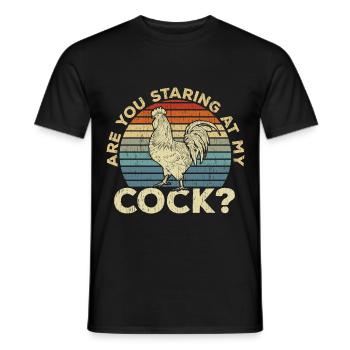 Are You Staring At My Cock Vintage - Men's T-Shirt - black - Front - AI Model Male 178 light (178cm)