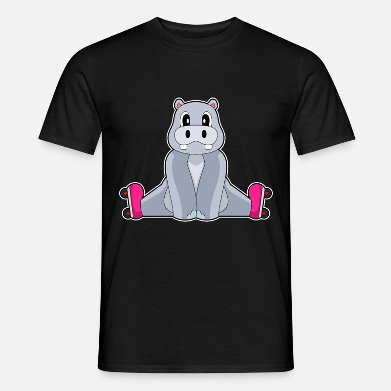 Nilpferd Inline skating Rollschuhe - Männer T-Shirt - Schwarz