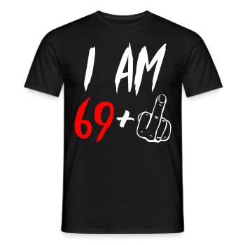 70th birthday middle finger - Men's T-Shirt - black - Front - AI Model Male 178 light (178cm)