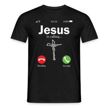 Jesus Phone Christian Call Religion Fun Gift - Men's T-Shirt - black - Front - AI Model Male 178 light (178cm)