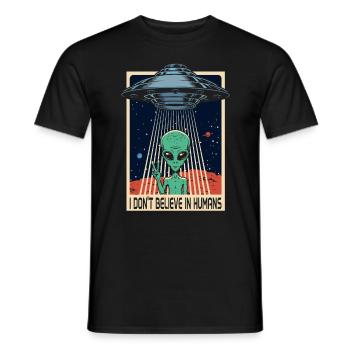 Alien UFO Alien Humanity Funny Gift - T-shirt homme - noir - Devant - AI Model Male 178 light (178cm)