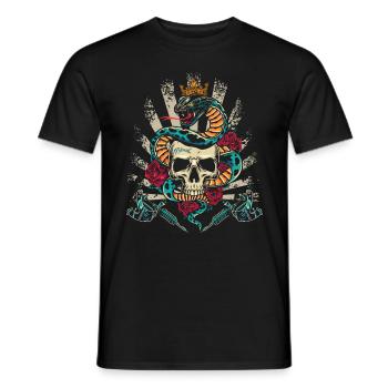 Snake Skull Rose Skull - Men's T-Shirt - black - Front - AI Model Male 178 light (178cm)