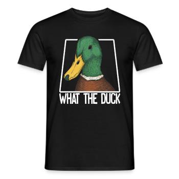 What the Duck Funny Duck WTF Pun Ducks Joke - Men's T-Shirt - black - Front - AI Model Male 178 light (178cm)