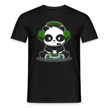 Panda gamer controller gaming panda bear video game - Men's T-Shirt - black - Front - AI Model Male 178 light (178cm)