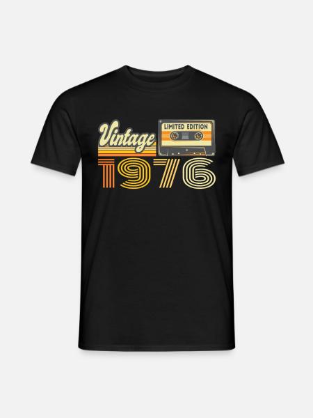 Vintage 1976 Cassette Mixtape - 44th Birthday - Men's T-Shirt - black