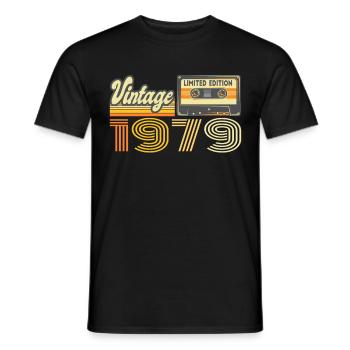 Vintage 1979 Cassette Mixtape - 41e anniversaire - T-shirt homme - noir - Devant - AI Model Male 178 light (178cm)