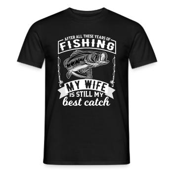 Angeln Angler Bester Fang die Ehefrau - Männer T-Shirt - Schwarz - Vorne - AI Model Male 178 light (178cm)