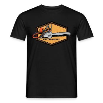 Tronçonneuse Tronçonneuse What Can I Destroy ? Cadeau - T-shirt homme - noir - Devant - AI Model Male 178 light (178cm)