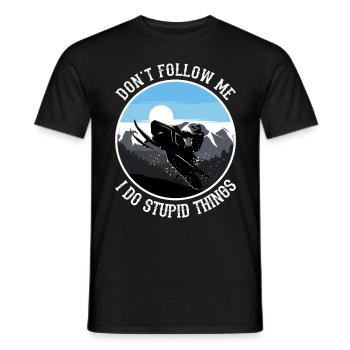 Schneemobil Snowmobile Wintersport Motorschlitten - Männer T-Shirt - Schwarz - Vorne - AI Model Male 178 light (178cm)