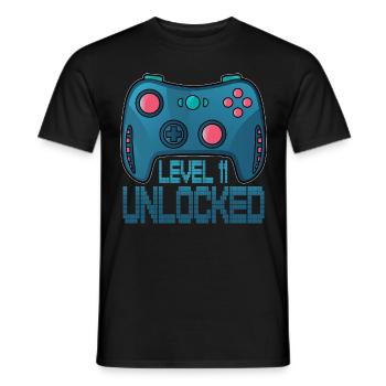 Level 11 Unlocked - 11th Birthday Gamer Gift - Men's T-Shirt - black - Front - AI Model Male 178 light (178cm)