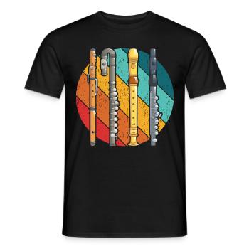 Flûte Flûte Flûte Flûte Flûtiste Flûtiste Rétro Vintage - T-shirt homme - noir - Devant - AI Model Male 178 light (178cm)