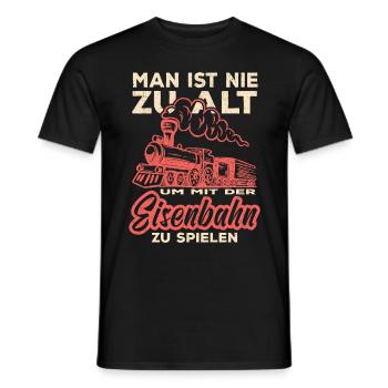 Modelbahn Man ist nie zu alt um mit der Eisenbahn - Männer T-Shirt - Schwarz - Vorne - AI Model Male 178 light (178cm)
