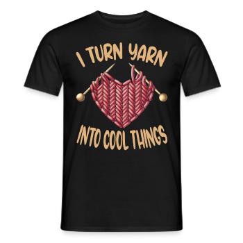 Crochet à la main Tricot hobby laine cadeau - T-shirt homme - noir - Devant - AI Model Male 178 light (178cm)