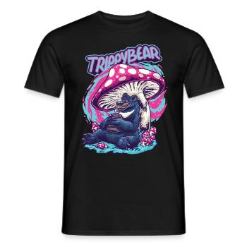 Magic Mushrooms Psychédélique Funny Trippybear - T-shirt homme - noir - Devant - AI Model Male 178 light (178cm)