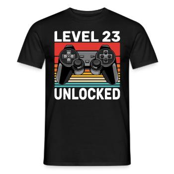Level 23 Unlocked - 23e anniversaire cadeau de gamer - T-shirt homme - noir - Devant - AI Model Male 178 light (178cm)