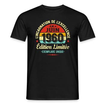 MILLÉSIME JUIN 1960 ÉDITION LIMITÉE - T-shirt homme - noir - Devant - AI Model Male 178 light (178cm)