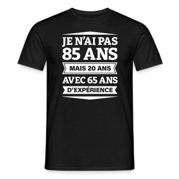 ANNIVERSAIRE 85 ANS AVEC 65 ANS D'EXPÉRIENCE - T-shirt homme - noir - Devant - AI Model Male 178 light (178cm)