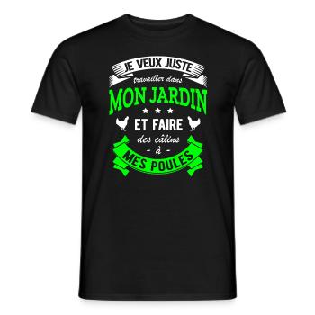 JARDIN JARDINIER HUMOUR POULES - T-shirt homme - noir - Devant - AI Model Male 178 light (178cm)