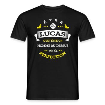 LUCAS PARFAIT - NOM LUCAS - T-shirt homme - noir - Devant - AI Model Male 178 light (178cm)