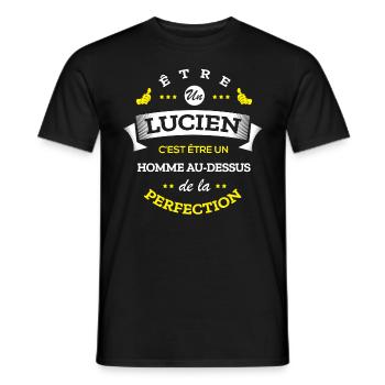 LUCIEN PARFAIT - NOM LUCIEN - T-shirt homme - noir - Devant - AI Model Male 178 light (178cm)