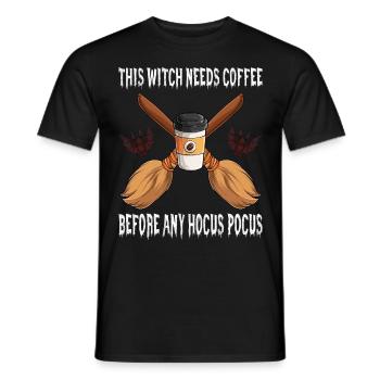 Witch Coffee Witch's Bbe Bat Halloween - Men's T-Shirt - black - Front - AI Model Male 178 light (178cm)