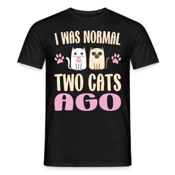 Il y a Deux Chats War Je Normal / Amateur de chats - T-shirt homme - noir - Devant - AI Model Male 178 light (178cm)