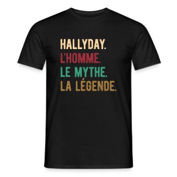 HALLYDAY L'HOMME LE MYTHE LA LÉGENDE - T-shirt homme - noir - Devant - AI Model Male 178 light (178cm)