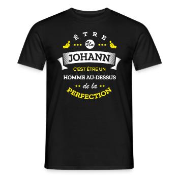 JOHANN PARFAIT - NOM JOHANN - T-shirt homme - noir - Devant - AI Model Male 178 light (178cm)