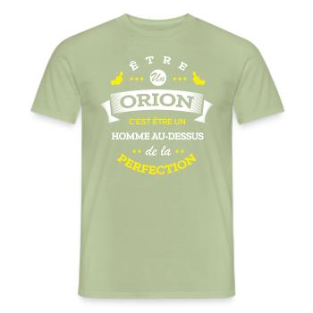 ORION PARFAIT - NOM ORION - T-shirt homme - vert sauge - Devant - AI Model Male 178 light (178cm)